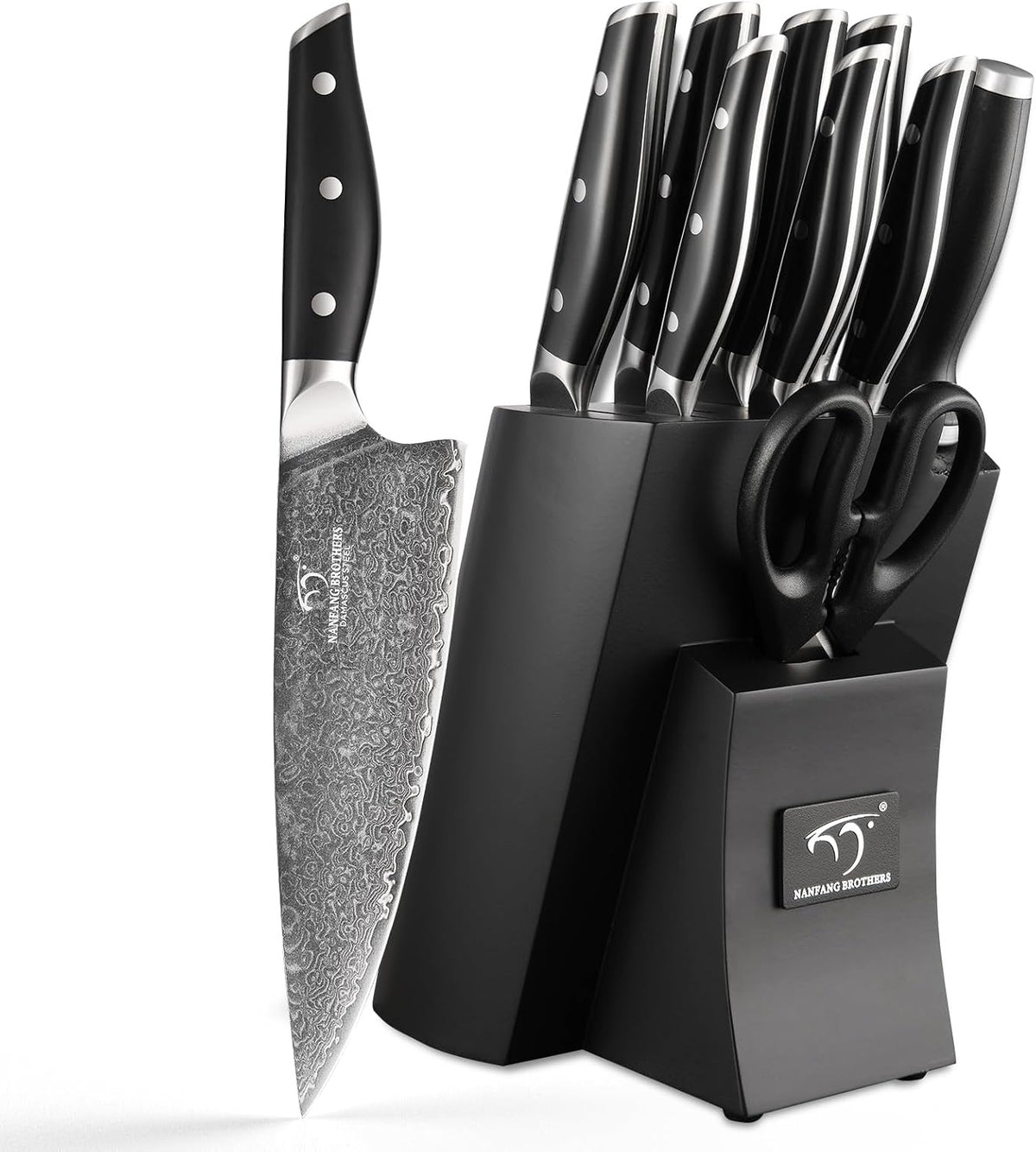 Steak Knife Set of 8, Damascus VG10 Steel Serrated Steak Knives 5-Inch - Triple Rivet ABS Handles with Wooden Case