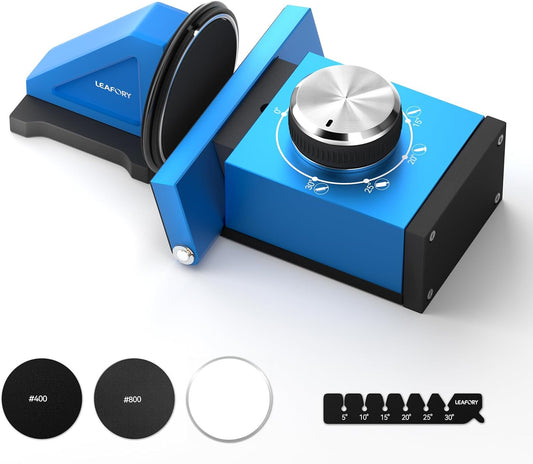 Adjustable Rolling Knife Sharpener with 6 Precision Angles, Magnetic Knife Sharpening System with Diamond & Ceramic Discs, Heavy Duty Metal Construction, Ideal Gift for Men