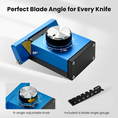 Adjustable Rolling Knife Sharpener with 6 Precision Angles, Magnetic Knife Sharpening System with Diamond & Ceramic Discs, Heavy Duty Metal Construction, Ideal Gift for Men