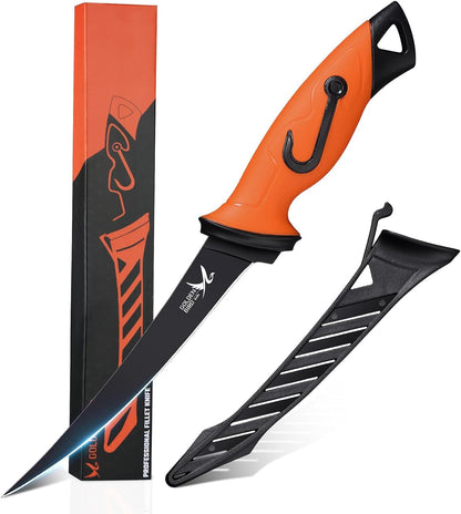 Golden Bird 6'' Fish Fillet Knife with Sheath | 5Cr15Mov Steel Boning Knives with Sharp Edge, Non-Slip Handles for Fishing, Camping, Hiking and Outdoors