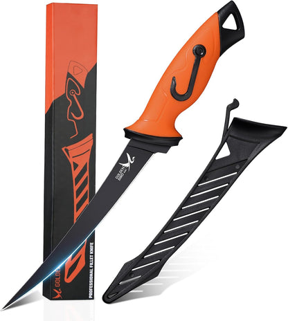 Golden Bird 6'' Fish Fillet Knife with Sheath | 5Cr15Mov Steel Boning Knives with Sharp Edge, Non-Slip Handles for Fishing, Camping, Hiking and Outdoors
