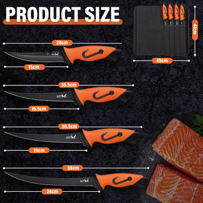 Golden Bird 6'' Fish Fillet Knife with Sheath | 5Cr15Mov Steel Boning Knives with Sharp Edge, Non-Slip Handles for Fishing, Camping, Hiking and Outdoors