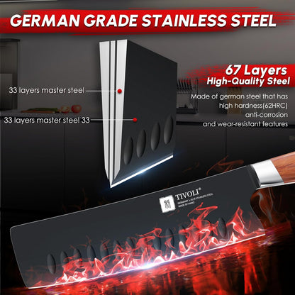 Chef Knife Set, Professional 5PC Ultra Sharp Knife Set | German High Carbon Stainless Steel, Full Tang Ergonomic Wood Handle, Gift Box, Stain Resistant & Easy to Clean, for Cooking
