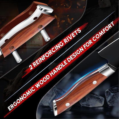 Chef Knife Set, Professional 5PC Ultra Sharp Knife Set | German High Carbon Stainless Steel, Full Tang Ergonomic Wood Handle, Gift Box, Stain Resistant & Easy to Clean, for Cooking