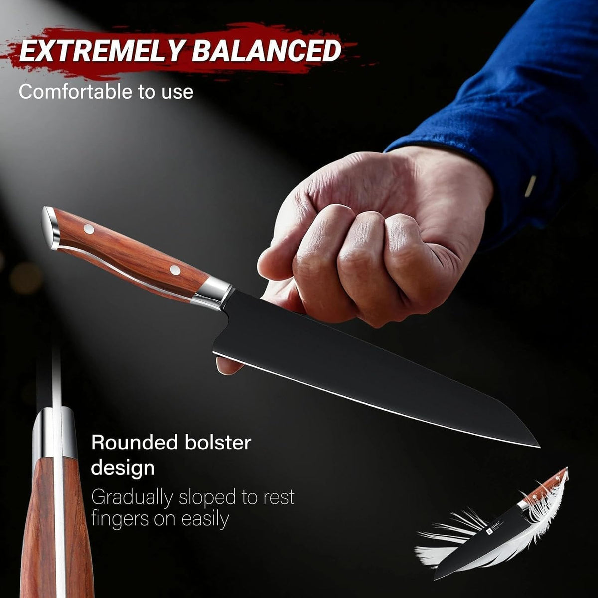 Chef Knife Set, Professional 5PC Ultra Sharp Knife Set | German High Carbon Stainless Steel, Full Tang Ergonomic Wood Handle, Gift Box, Stain Resistant & Easy to Clean, for Cooking