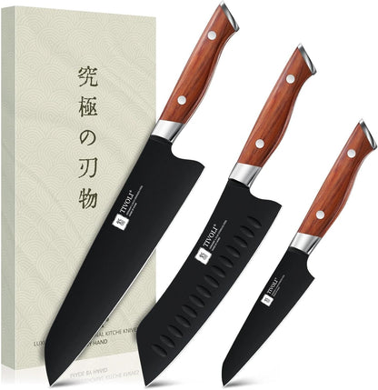 Chef Knife Set, Professional 5PC Ultra Sharp Knife Set | German High Carbon Stainless Steel, Full Tang Ergonomic Wood Handle, Gift Box, Stain Resistant & Easy to Clean, for Cooking