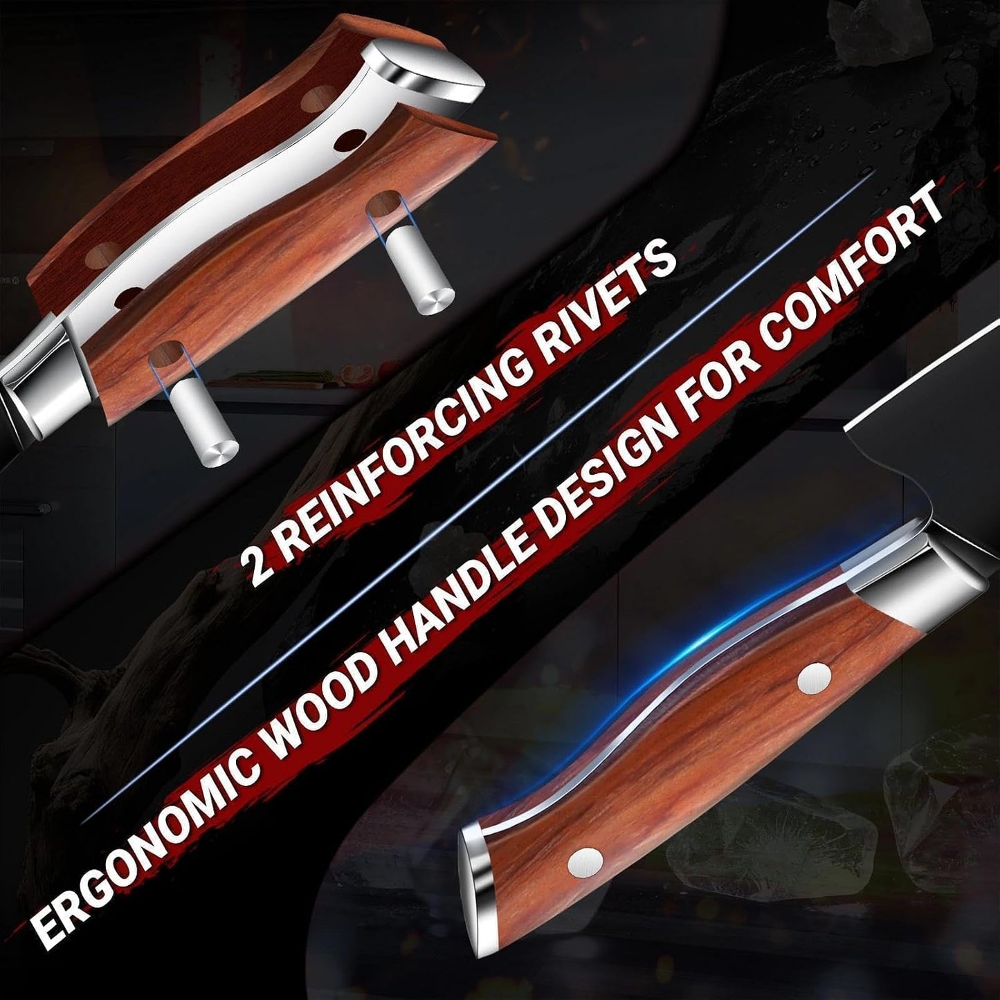 Chef Knife Set, Professional 5PC Ultra Sharp Knife Set | German High Carbon Stainless Steel, Full Tang Ergonomic Wood Handle, Gift Box, Stain Resistant & Easy to Clean, for Cooking