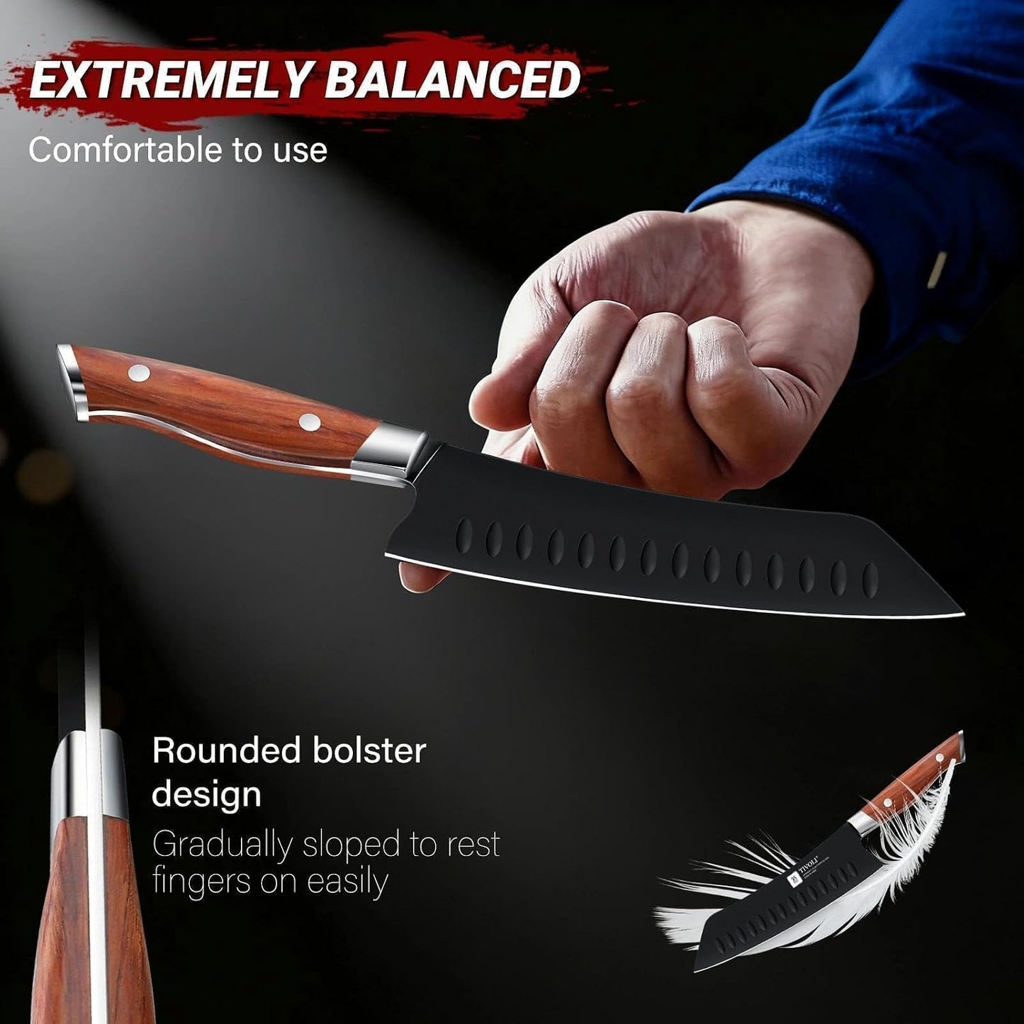 Chef Knife Set, Professional 5PC Ultra Sharp Knife Set | German High Carbon Stainless Steel, Full Tang Ergonomic Wood Handle, Gift Box, Stain Resistant & Easy to Clean, for Cooking