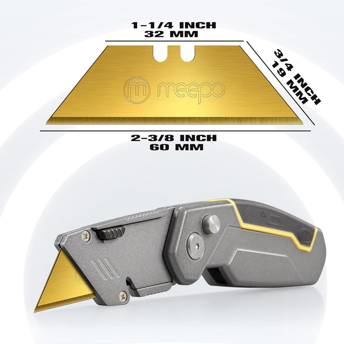 50-Pack Utility Knife Blades, Titanium Fully Plated, Durable SK-2 Razor Blades for Utility Knife Box Cutter, Never Rust, Extra Durable