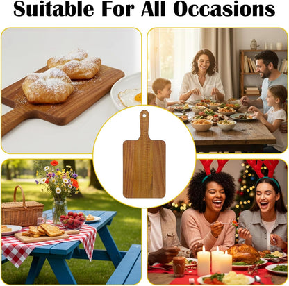 6 Packs Acacia Wood Cutting Board Bulk,12" x 6" Plain Chopping Cutting Board board with Handle,Blank Wooden Charcuterie Boards for Vegetables Meat Pizza Cheese Fruit Bread