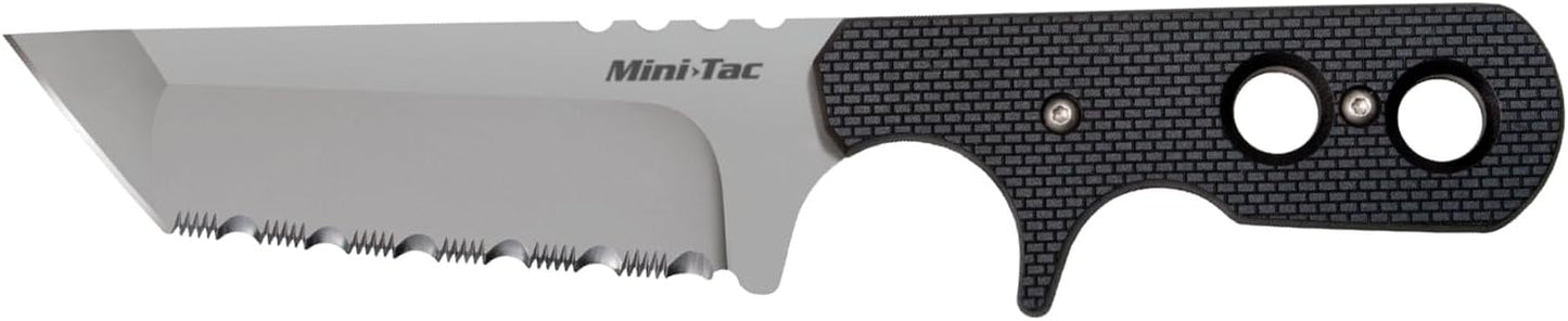 COLD STEEL Mini Tac Tanto 3.75" AUS8A Razor-Sharp Blade 3" Griv-Ex Handle Tactical Fixed Blade Neck Knife w/Secure-Ex Sheath