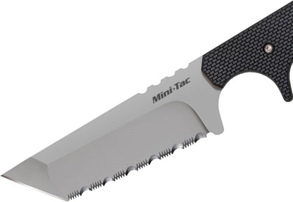 COLD STEEL Mini Tac Tanto 3.75" AUS8A Razor-Sharp Blade 3" Griv-Ex Handle Tactical Fixed Blade Neck Knife w/Secure-Ex Sheath