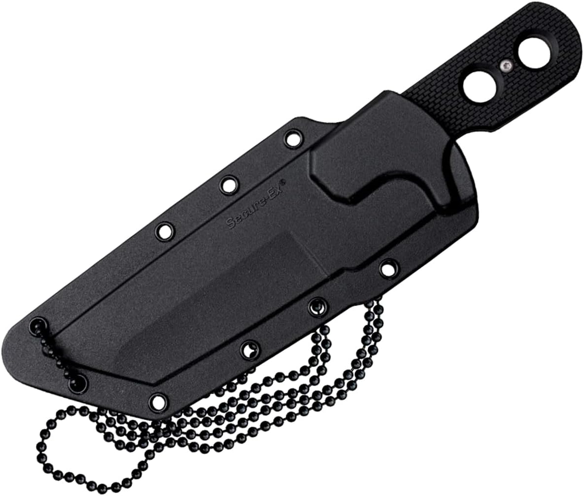 COLD STEEL Mini Tac Tanto 3.75" AUS8A Razor-Sharp Blade 3" Griv-Ex Handle Tactical Fixed Blade Neck Knife w/Secure-Ex Sheath