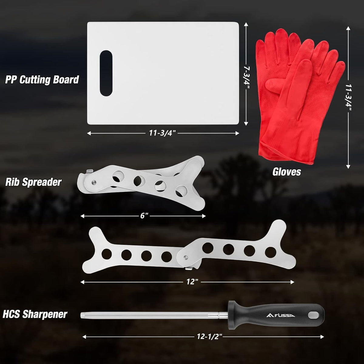 10 Piece Hunting Field Dressing Kit with Portable Storage Case | Green, Deer, Fishing, Camping, Survival