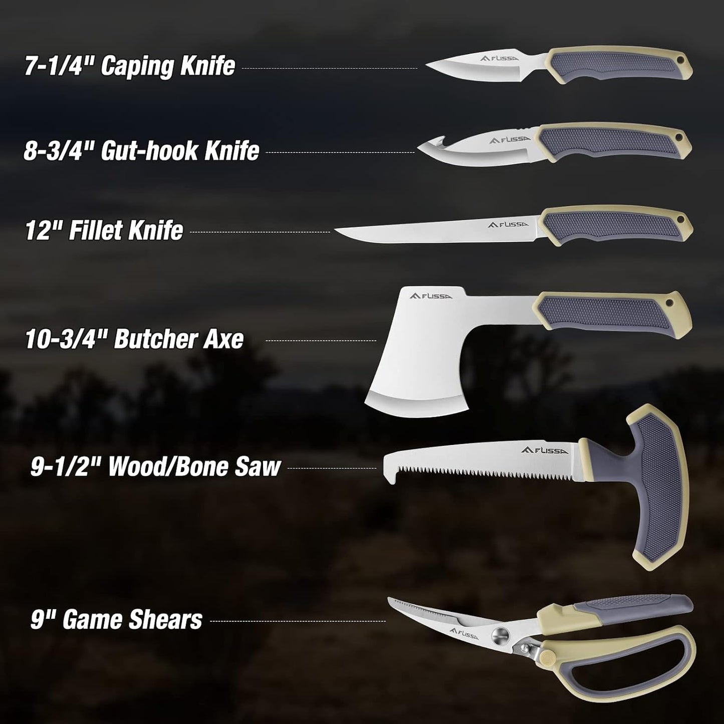 10 Piece Hunting Field Dressing Kit with Portable Storage Case | Green, Deer, Fishing, Camping, Survival