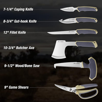 10 Piece Hunting Field Dressing Kit with Portable Storage Case | Green, Deer, Fishing, Camping, Survival
