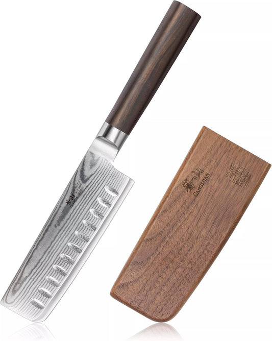 Cangshan HAKU Series 5-Inch Nakiri Knife with Sheath, X-7 Damascus Steel