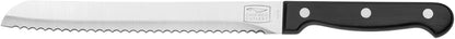 Essentials 8-Inch Bread Knife, High-Carbon Stainless-Steel Blade with Serrated Edge for Slicing, Cutting, and Scoring Bread, Black Polymer Handle Serrated Knife