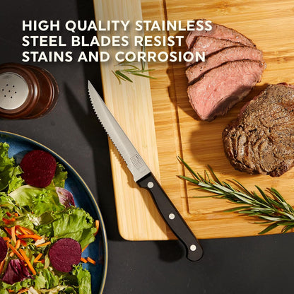 Essentials 8-Inch Bread Knife, High-Carbon Stainless-Steel Blade with Serrated Edge for Slicing, Cutting, and Scoring Bread, Black Polymer Handle Serrated Knife