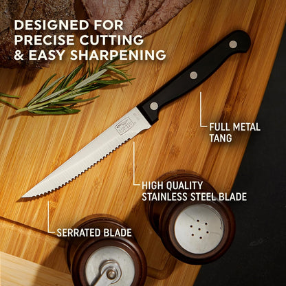 Essentials 8-Inch Bread Knife, High-Carbon Stainless-Steel Blade with Serrated Edge for Slicing, Cutting, and Scoring Bread, Black Polymer Handle Serrated Knife