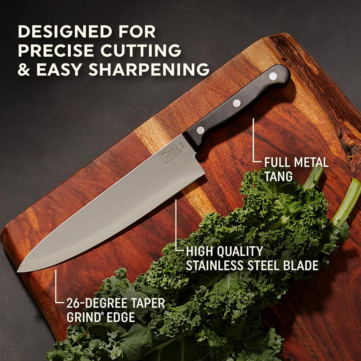 Essentials 8-Inch Bread Knife, High-Carbon Stainless-Steel Blade with Serrated Edge for Slicing, Cutting, and Scoring Bread, Black Polymer Handle Serrated Knife