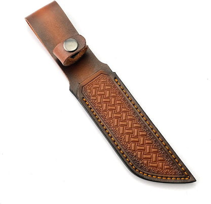 Leather Knife Sheath Fixed Blade Straight Knife Sheath Waist Scabbard Pouch EDC Outdoor Hunting Camping Fit for 5.12" Blade Decor Gift