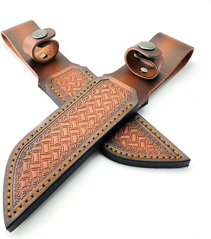 Leather Knife Sheath Fixed Blade Straight Knife Sheath Waist Scabbard Pouch EDC Outdoor Hunting Camping Fit for 5.12" Blade Decor Gift