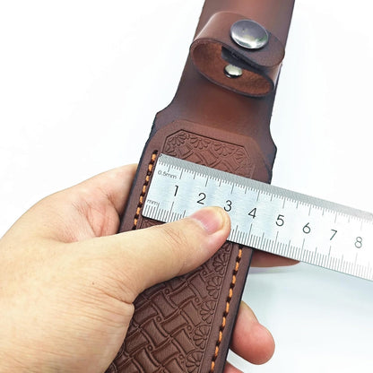 Leather Knife Sheath Fixed Blade Straight Knife Sheath Waist Scabbard Pouch EDC Outdoor Hunting Camping Fit for 5.12" Blade Decor Gift