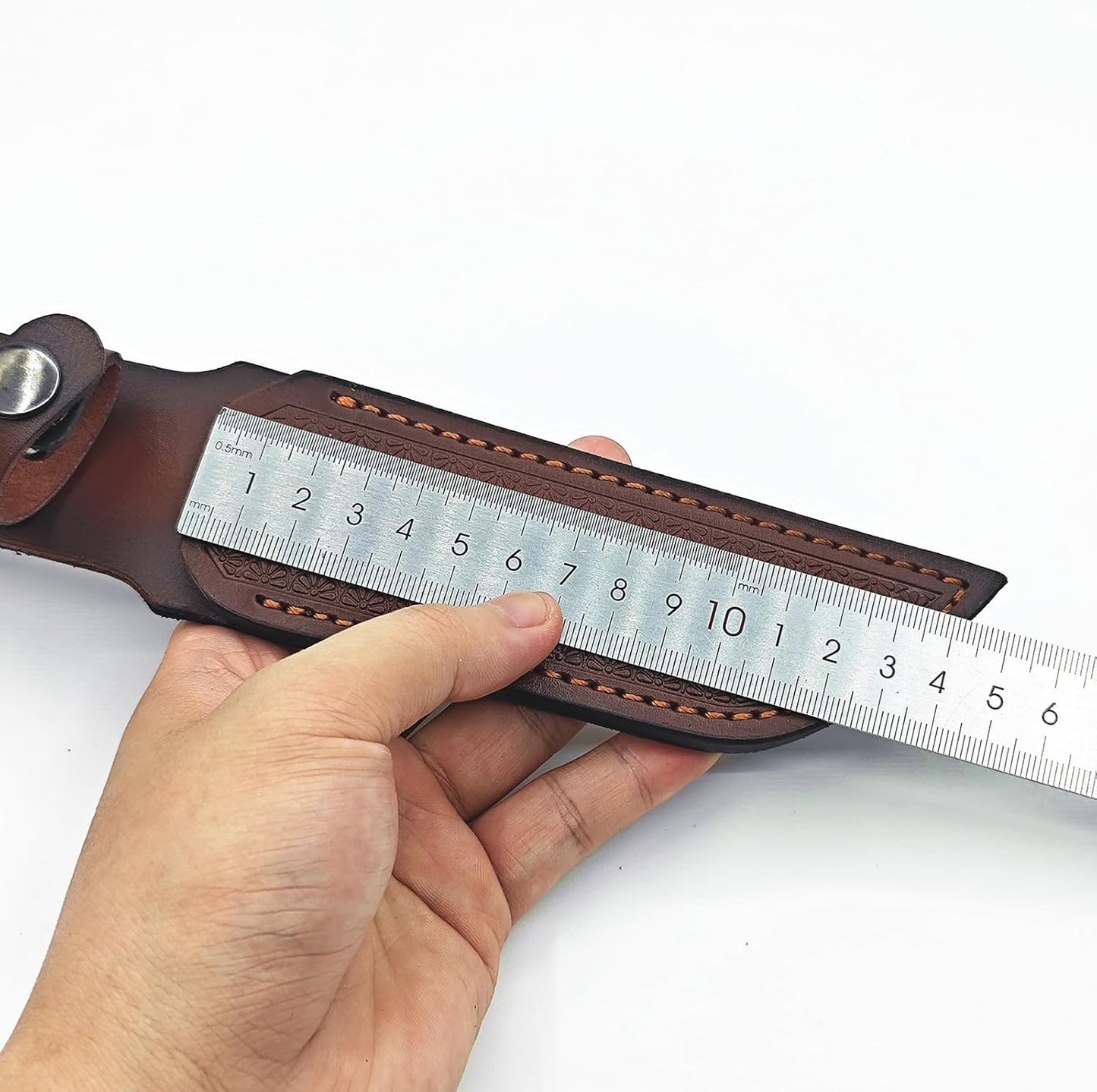 Leather Knife Sheath Fixed Blade Straight Knife Sheath Waist Scabbard Pouch EDC Outdoor Hunting Camping Fit for 5.12" Blade Decor Gift