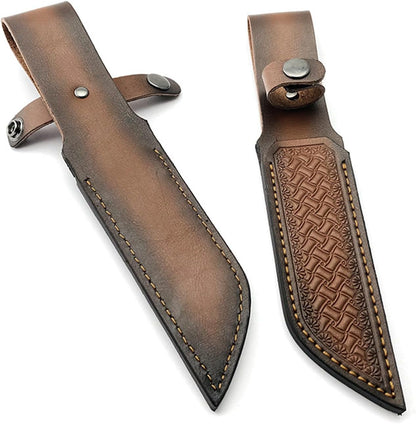 Leather Knife Sheath Fixed Blade Straight Knife Sheath Waist Scabbard Pouch EDC Outdoor Hunting Camping Fit for 5.12" Blade Decor Gift