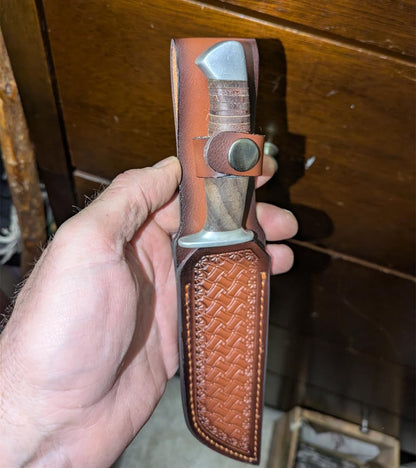 Leather Knife Sheath Fixed Blade Straight Knife Sheath Waist Scabbard Pouch EDC Outdoor Hunting Camping Fit for 5.12" Blade Decor Gift