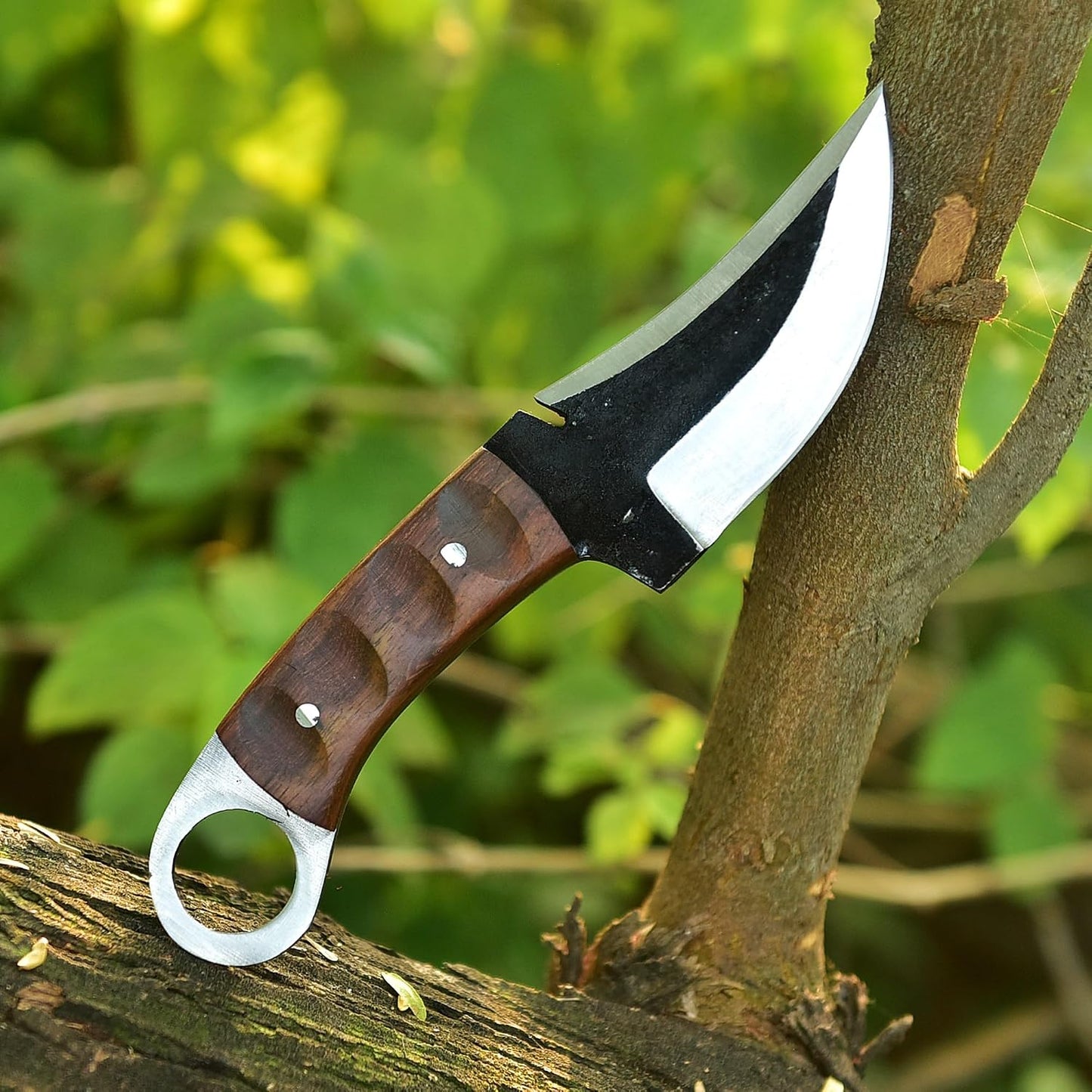 Fixed Blade Hunting Forged Tracker Knife - 8 Inches Carbon Steel Razor Sharp Blade Full Tang Bushcraft Knives with Premium Leather Belt Sheath. Used For Hunting Outdoor Camping, Hiking, Skining Knife.