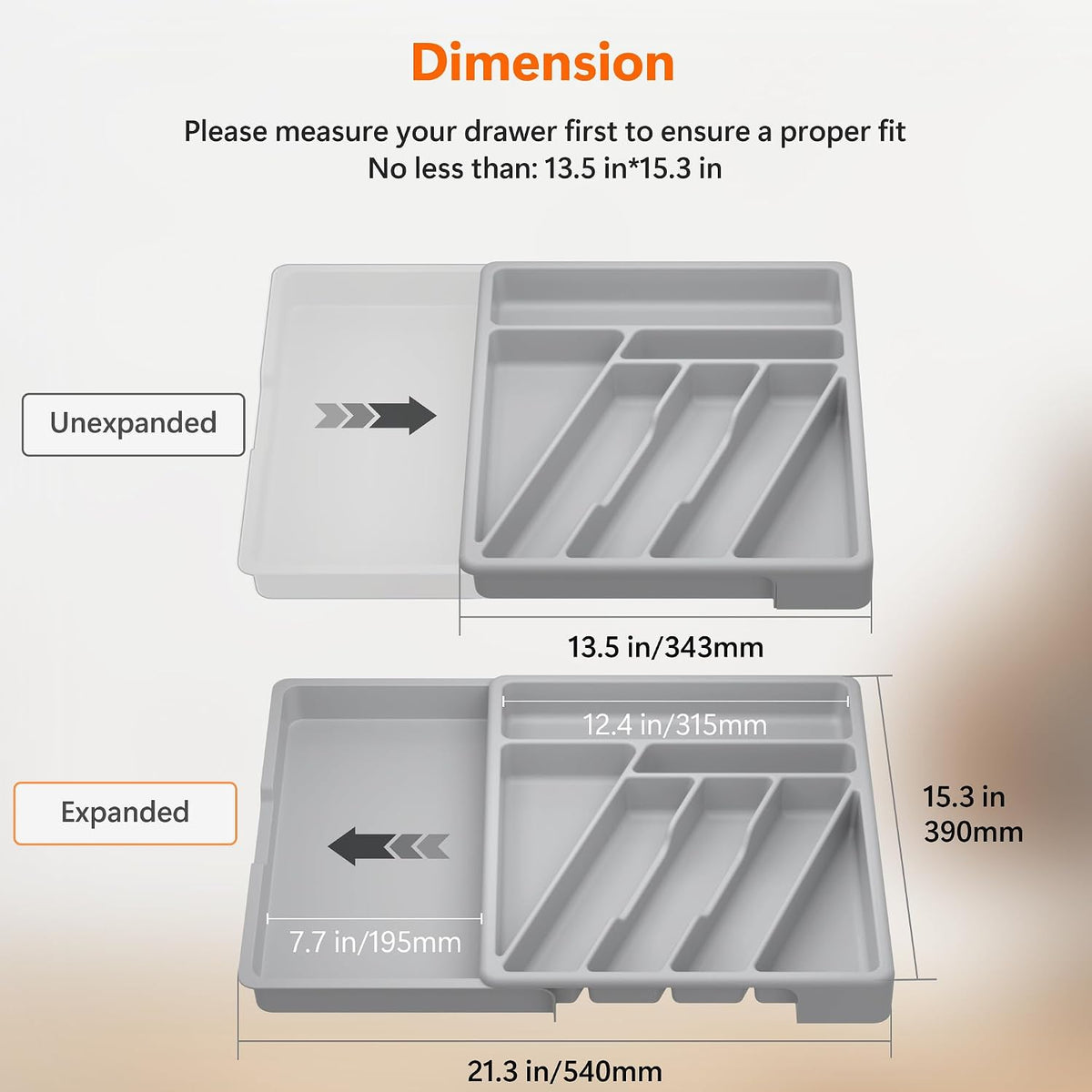 Silverware Organizer - Expandable Kitchen Drawer Organizer Cutlery Drawer Organizer Flatware Organizer for Drawer Utensil Tray for Kitchen Plastic Silverware Holder for Spoons Knives Forks