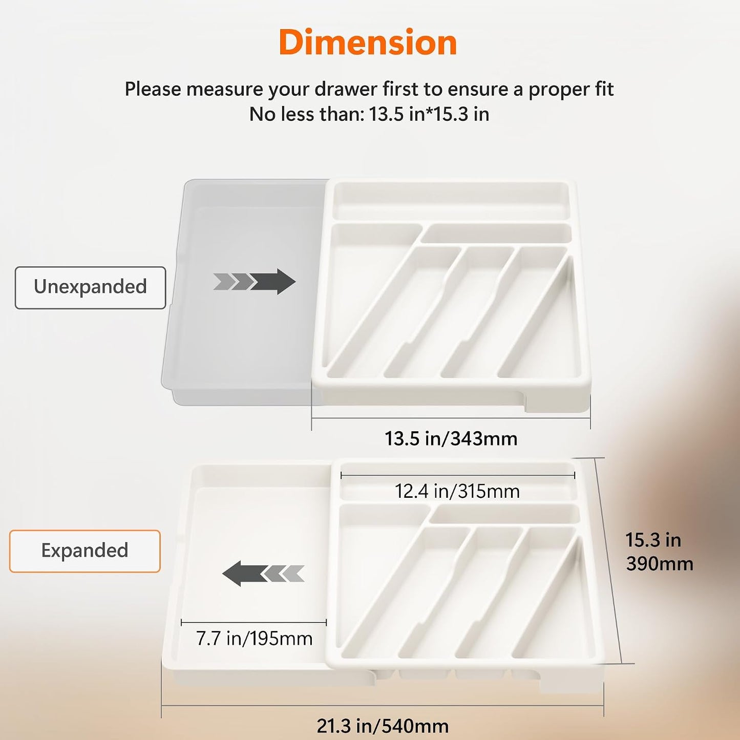 Silverware Organizer - Expandable Kitchen Drawer Organizer Cutlery Drawer Organizer Flatware Organizer for Drawer Utensil Tray for Kitchen Plastic Silverware Holder for Spoons Knives Forks