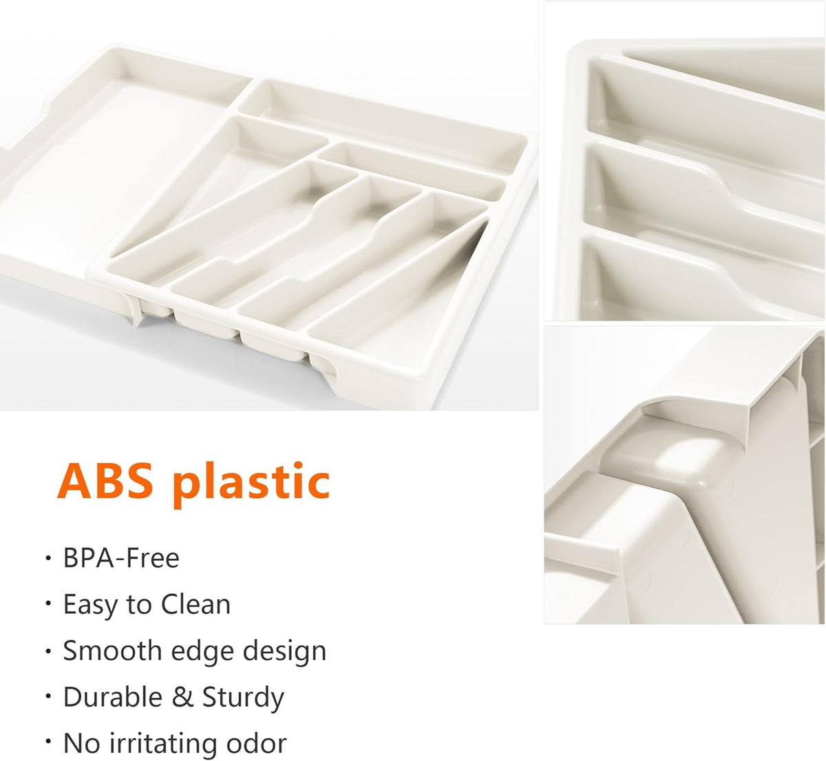 Silverware Organizer - Expandable Kitchen Drawer Organizer Cutlery Drawer Organizer Flatware Organizer for Drawer Utensil Tray for Kitchen Plastic Silverware Holder for Spoons Knives Forks