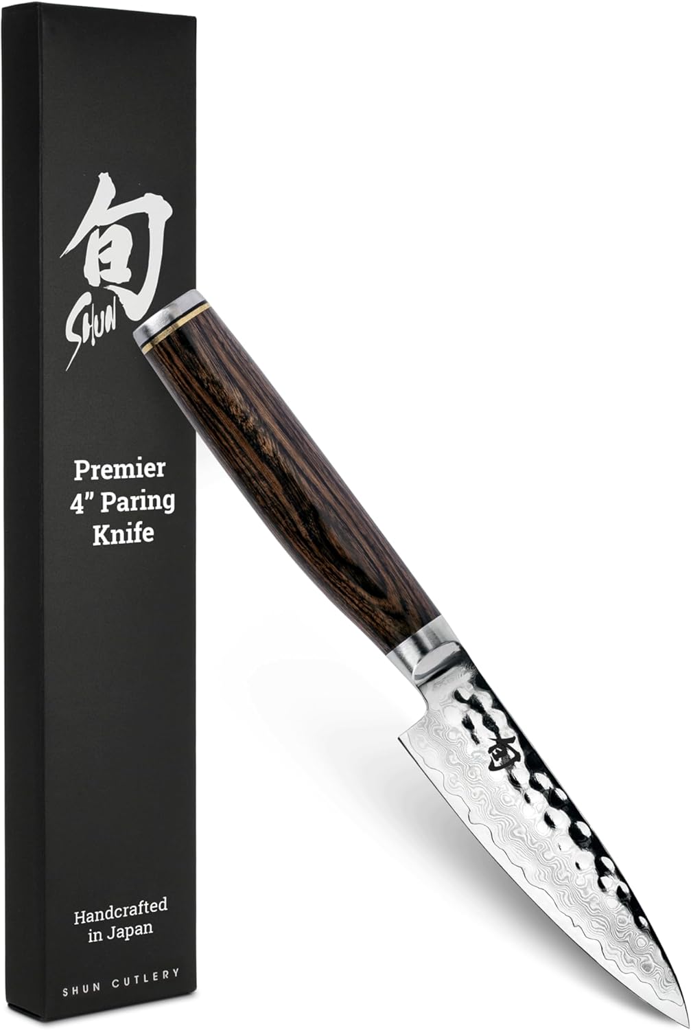 Premier 4" Paring Knife, Handcrafted Japanese Vegetable & Fruit Knife, VG-MAX Core with Damascus Stainless Steel Cladding, Pakkawood Handle, Small Tool for Peeling, Coring & Cutting