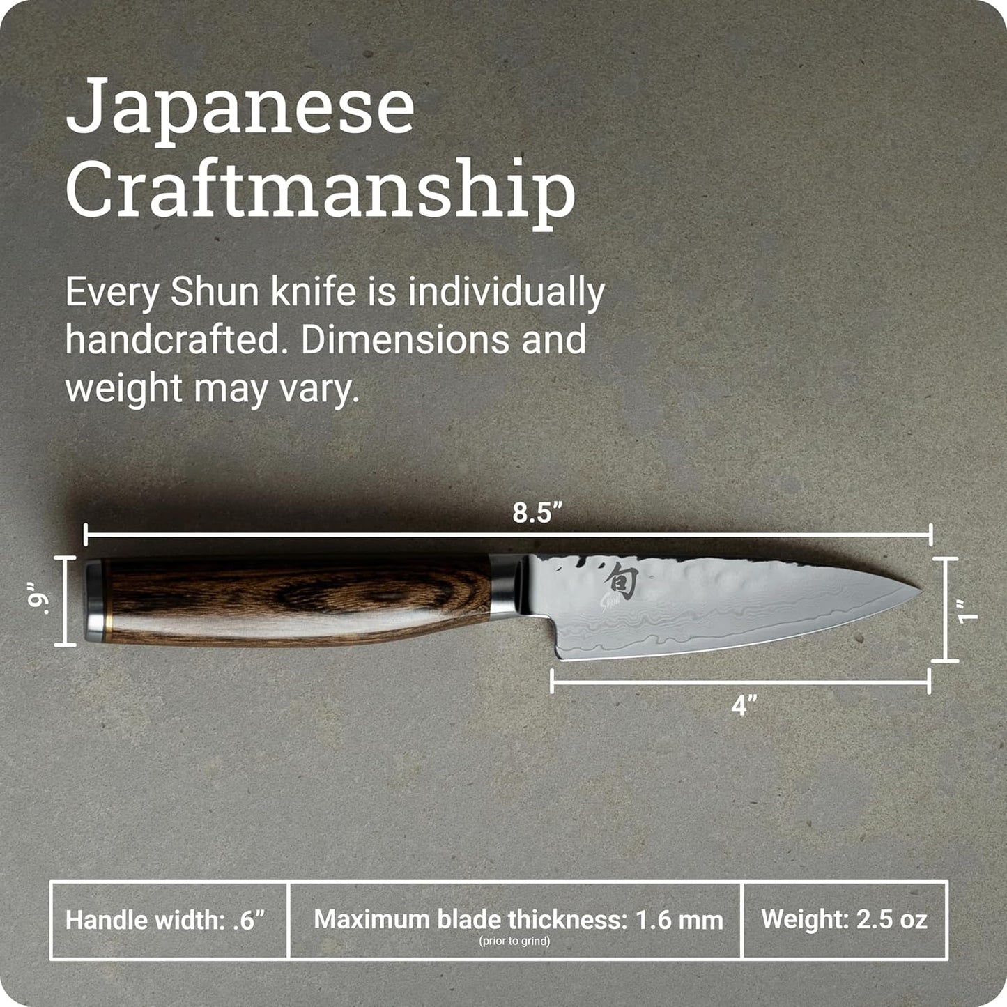 Premier 4" Paring Knife, Handcrafted Japanese Vegetable & Fruit Knife, VG-MAX Core with Damascus Stainless Steel Cladding, Pakkawood Handle, Small Tool for Peeling, Coring & Cutting