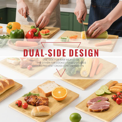 Bamboo Cutting Board for Kitchen - Wood Chopping & Charcuterie Board | Made with Moso Bamboo - Double Sided Pre Oiled (13.2" x 9.8" / 33.5 x 25 cm)
