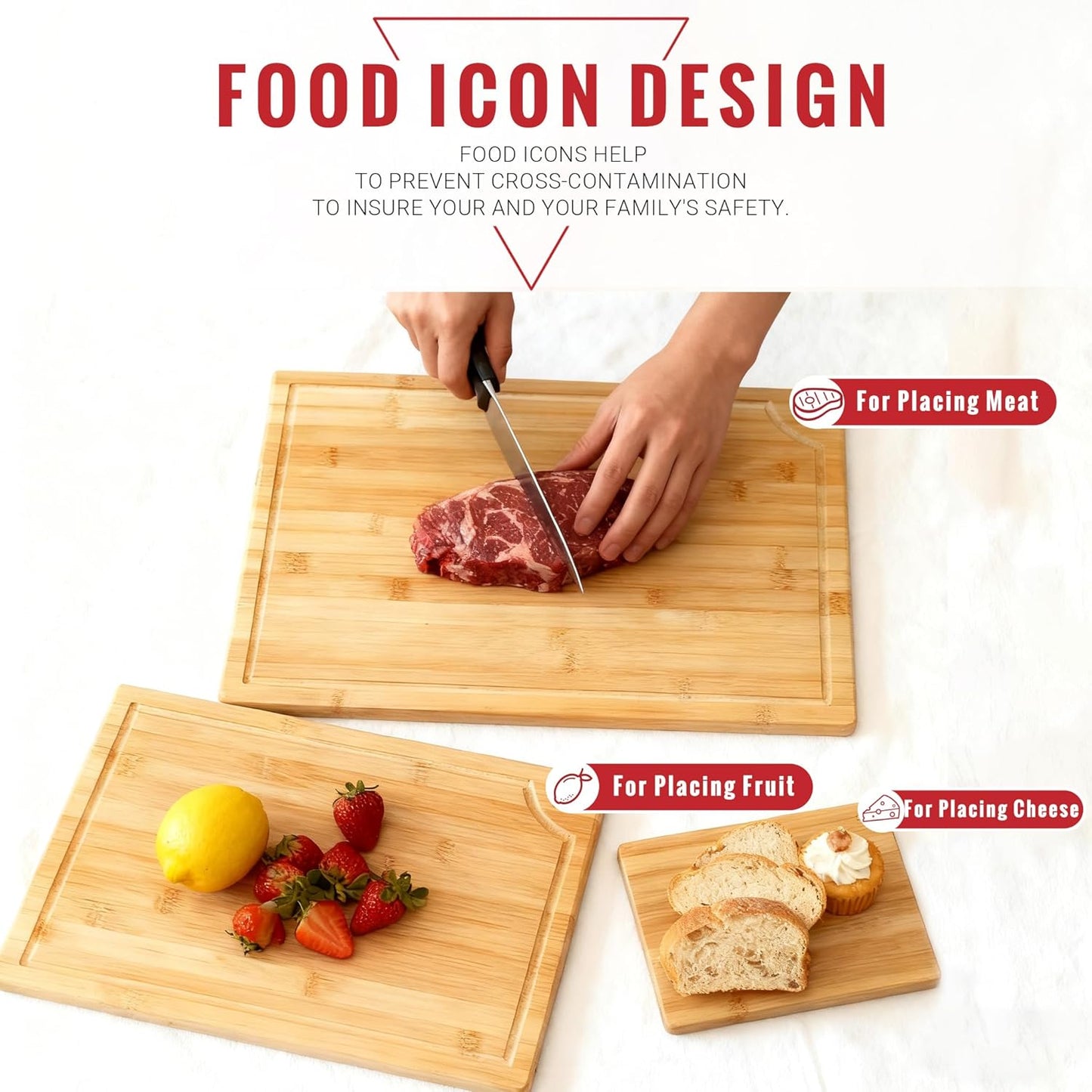 Bamboo Cutting Board for Kitchen - Wood Chopping & Charcuterie Board | Made with Moso Bamboo - Double Sided Pre Oiled (13.2" x 9.8" / 33.5 x 25 cm)