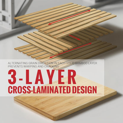Bamboo Cutting Board for Kitchen - Wood Chopping & Charcuterie Board | Made with Moso Bamboo - Double Sided Pre Oiled (13.2" x 9.8" / 33.5 x 25 cm)