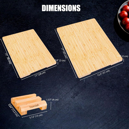 Bamboo Cutting Board for Kitchen - Wood Chopping & Charcuterie Board | Made with Moso Bamboo - Double Sided Pre Oiled (13.2" x 9.8" / 33.5 x 25 cm)