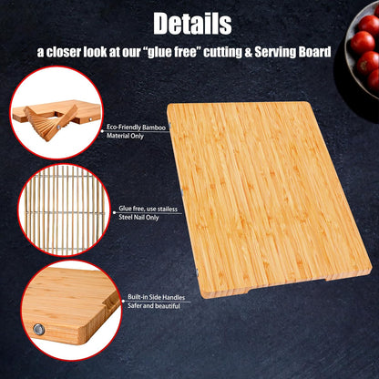 Bamboo Cutting Board for Kitchen - Wood Chopping & Charcuterie Board | Made with Moso Bamboo - Double Sided Pre Oiled (13.2" x 9.8" / 33.5 x 25 cm)