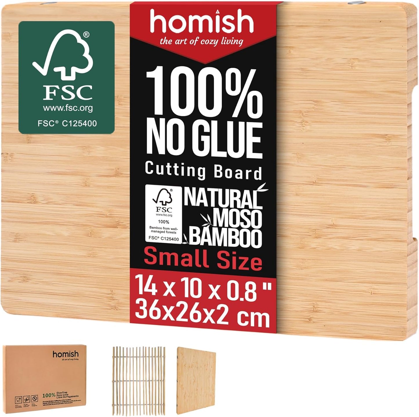Bamboo Cutting Board for Kitchen - Wood Chopping & Charcuterie Board | Made with Moso Bamboo - Double Sided Pre Oiled (13.2" x 9.8" / 33.5 x 25 cm)
