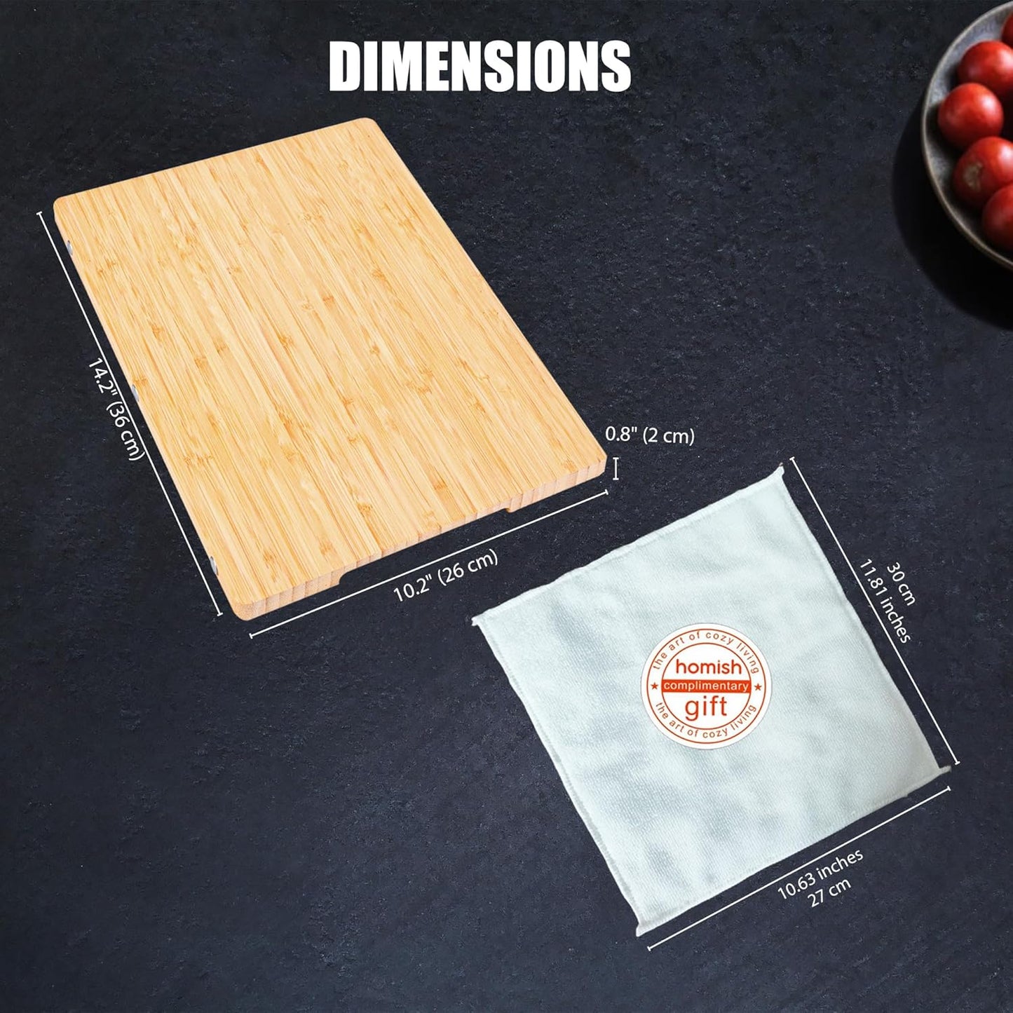 Bamboo Cutting Board for Kitchen - Wood Chopping & Charcuterie Board | Made with Moso Bamboo - Double Sided Pre Oiled (13.2" x 9.8" / 33.5 x 25 cm)