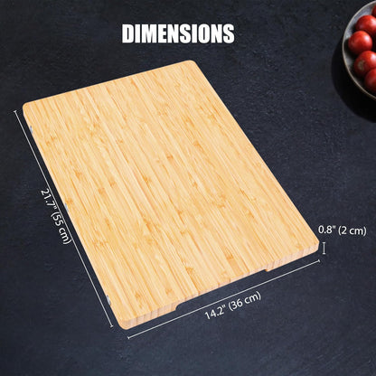 Bamboo Cutting Board for Kitchen - Wood Chopping & Charcuterie Board | Made with Moso Bamboo - Double Sided Pre Oiled (13.2" x 9.8" / 33.5 x 25 cm)