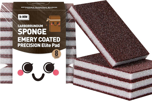 Carborundum Heavy Duty Scouring Sponges, 0.4" 8 Count | Fiberglass-free nano emery scrubbers tackle rust, grease and tough stains on pots, pans, grills, oven racks and sinks.