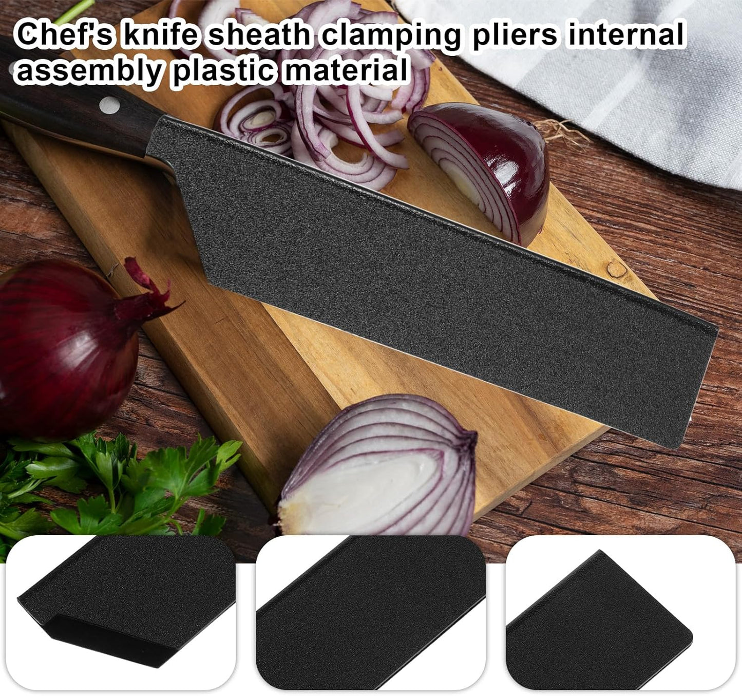 2 Pcs Waterproof Blade Guard Cover 7 Inch Knife Sheath Knives Guard Knife Cover or Sleeves for Home Kitchen Black