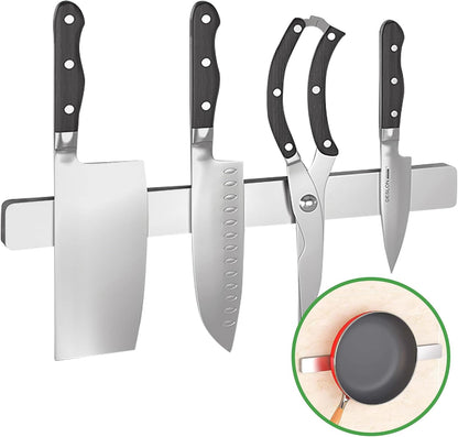Stainless Steel Magnetic Knife Strips 16 Inch Wall-Mounted Magnetic Knife Holder Premium Magnetic Tool Organizer Multi-Purpose Functionality for Kitchen Securely Store Utensils Knife Rack