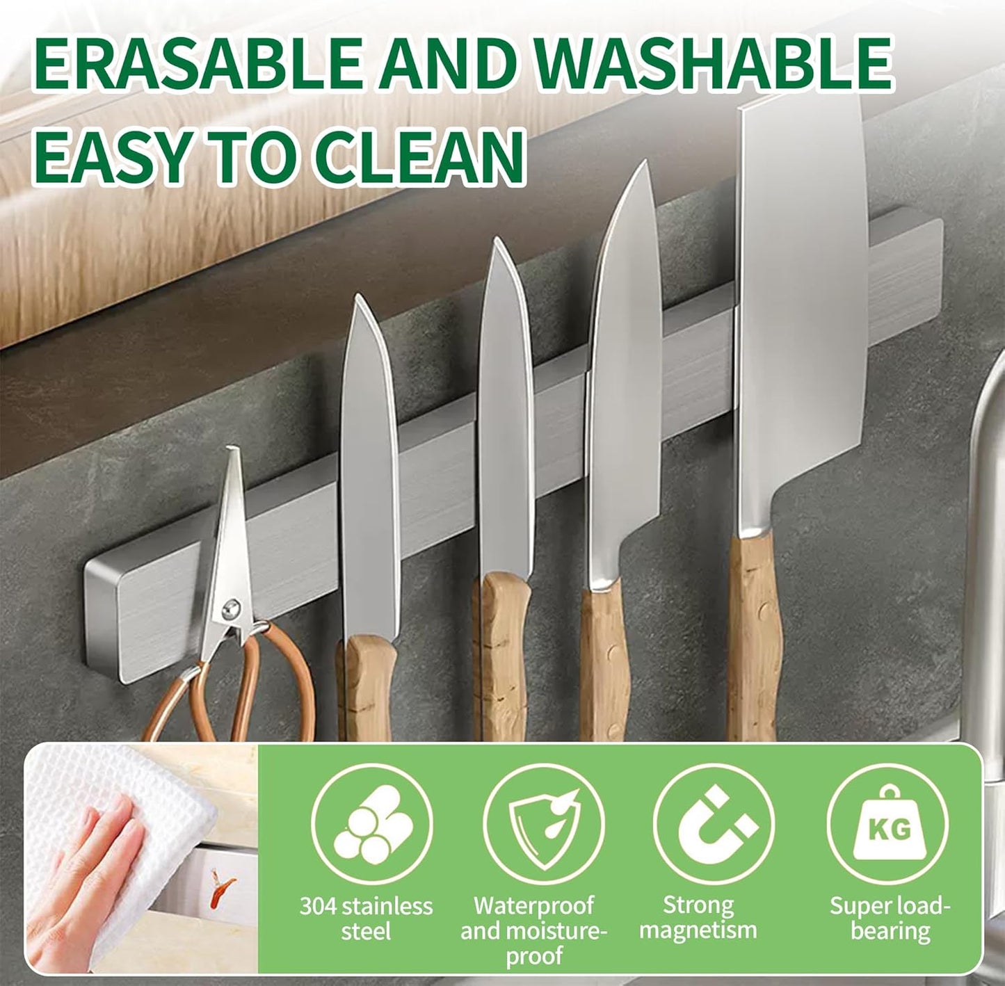 Stainless Steel Magnetic Knife Strips 16 Inch Wall-Mounted Magnetic Knife Holder Premium Magnetic Tool Organizer Multi-Purpose Functionality for Kitchen Securely Store Utensils Knife Rack