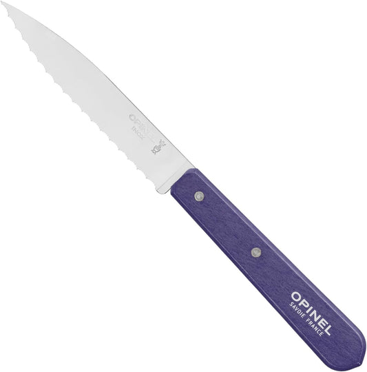 Essential No.113 Serrated Paring Knife, Hornbeam Handles, Made in France (Dark Purple)